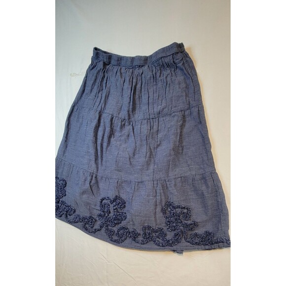 Studio West Apparel Women's Chambray Skirt Size Medium Blue Embroidered Vintage - Picture 3 of 14